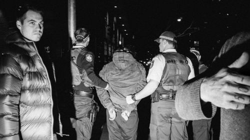 Five people were arrested outside ABC's Ultimo studios. (Bryce Waters/Supplied)