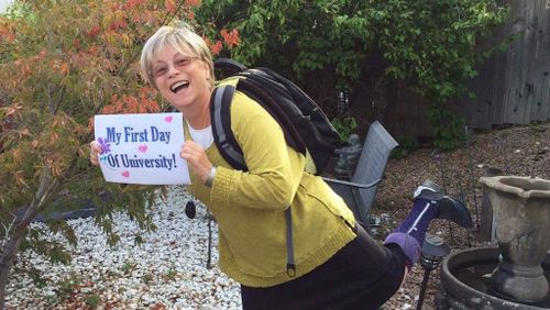 Sixty-five-year-old mum celebrates first day of university