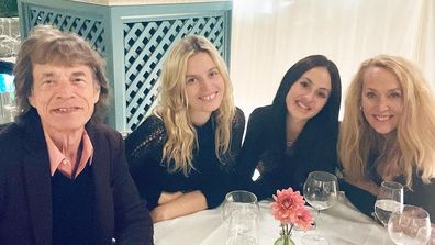 Model Georgia May Jagger shares happy snap with mum Jerry Hall, dad Mick Jagger and his girlfriend Melanie Hamrick.