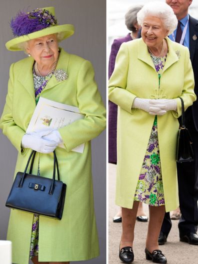 The Queen steps out in same outfit she wore to Meghan and Harry’s wedding. 