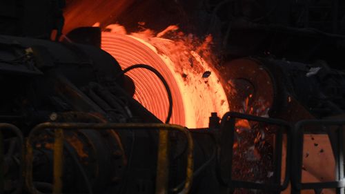 Australian steel being made at the Port Kembla Steelworks. (AAP)