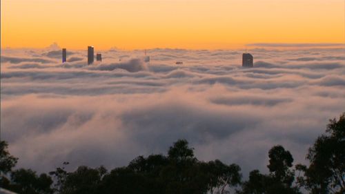 Heavy fog has caused flight delays and heavy traffic in Brisbane. (9NEWS)