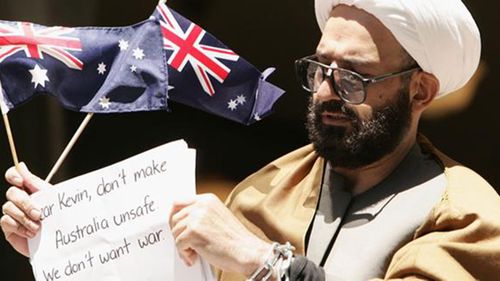 Monis staged a number of public protests in the mid-2000s. (AAP)