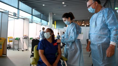 The Covid-19 Vaccination Hub at Melbourne Airport run by Western Health.