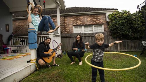 Naomi Abeshouse with her husband Jeremy and their children Zella and Koben at their Clovellly home.