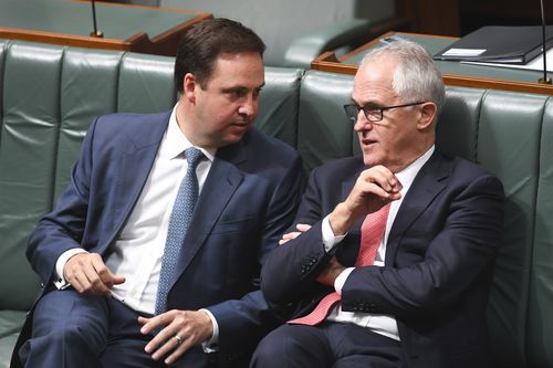 Prime Minister Malcolm Turnbull and Trades Minister Steve Ciobo in question time yesterday. (AAP)