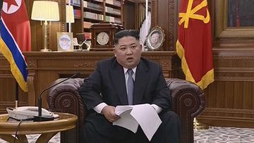 Kim Jong-un making his New Year's address.