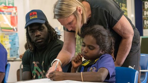 McDonald-Tipungwuti travelled to Hope Vale Campus in Cape York this week. (Supplied)