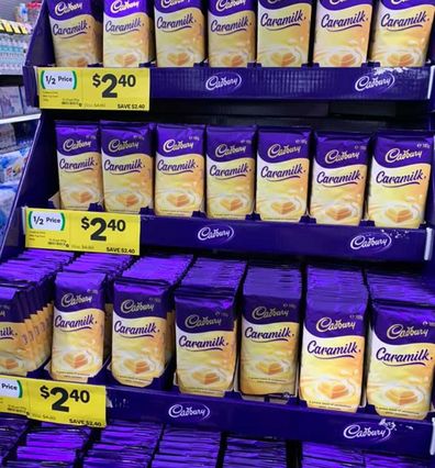 Cadbury Caramilk chocolate on special in supermarket