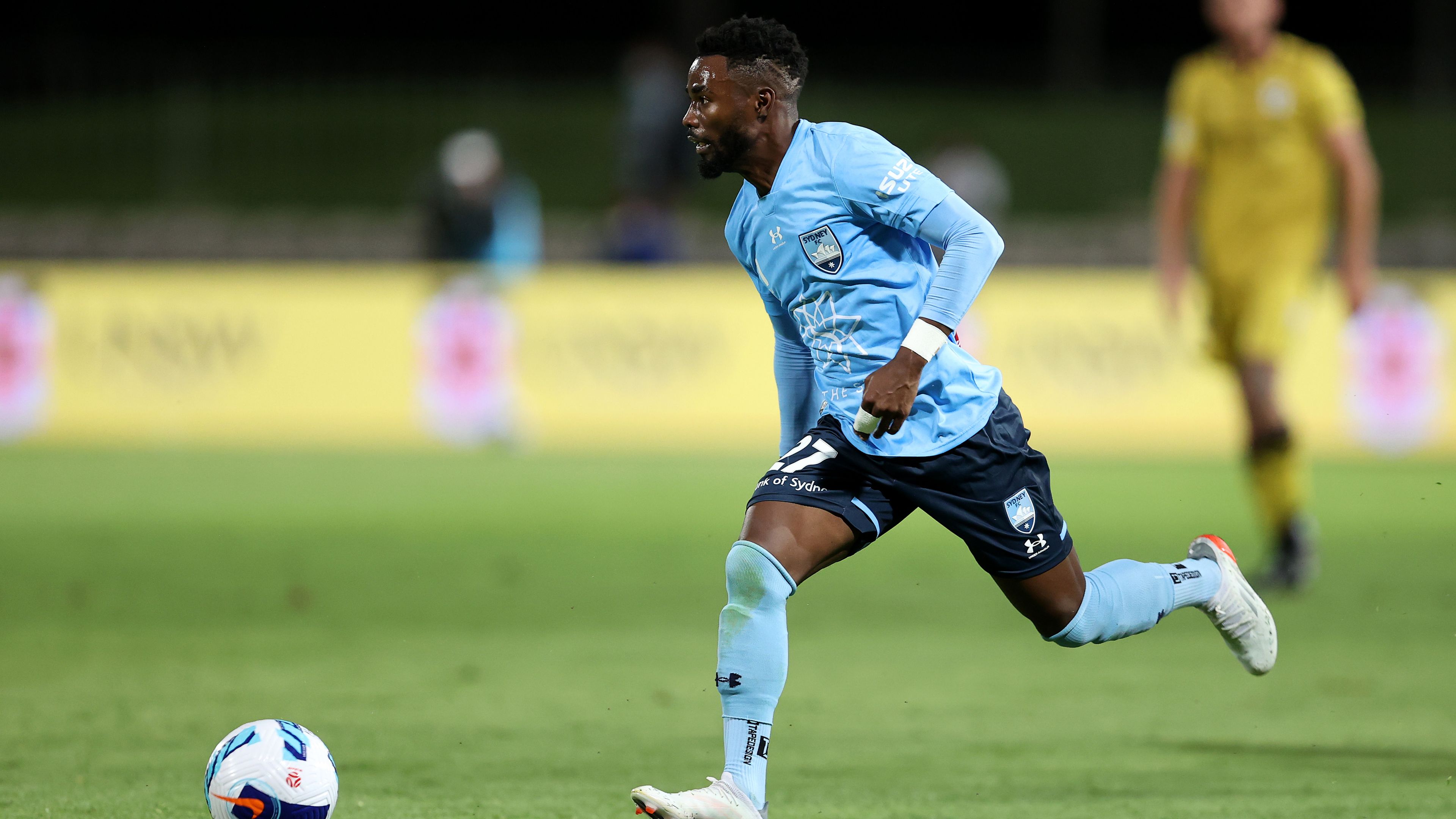Elvis Kamsoba celebrates first goal for Sydney FC with trademark move