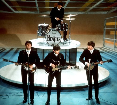 The Beatles perform on the CBS Ed Sullivan Show in New York. (AAP)