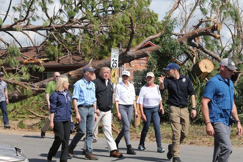Donald and Melania Trump were shown the destruction that Hurricane Michael caused when it made landfall last Thursday.