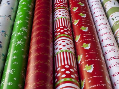 Christmas wrapping paper rolls