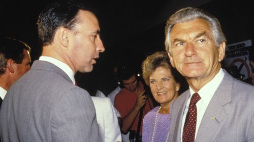 Mr Keating and Mr Hawke in 1988.
