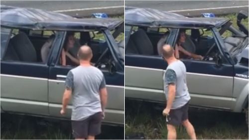 The man walked away after being told to "f--k off". (9NEWS)