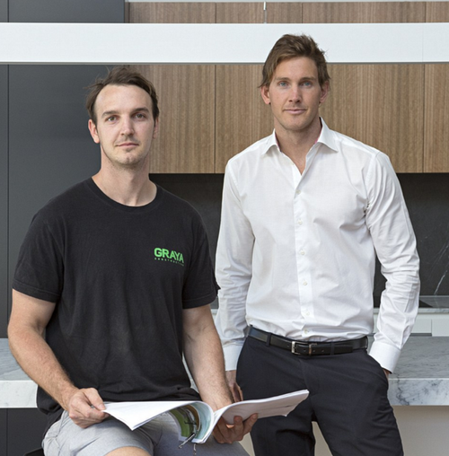 Rob and Andrew Gray in the multi-million dollar property. (Graya Constructions)