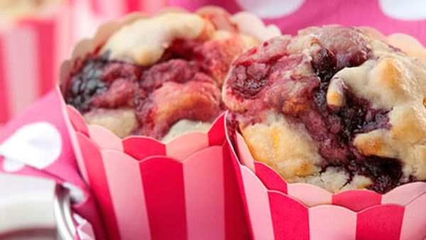 Berry and mango muffins