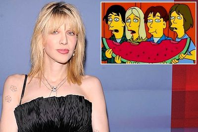 Homer makes friends with several then-big rock stars in season seven's 'Homerpalooza'. Courtney Love and her band Hole were asked to guest-star, but declined. <br/><br/>Luckily, acts including Peter Frampton, Cypress Hill, the Smashing Pumpkins and Sonic Youth (who were all pretty big deals at the time) all agreed to appear.