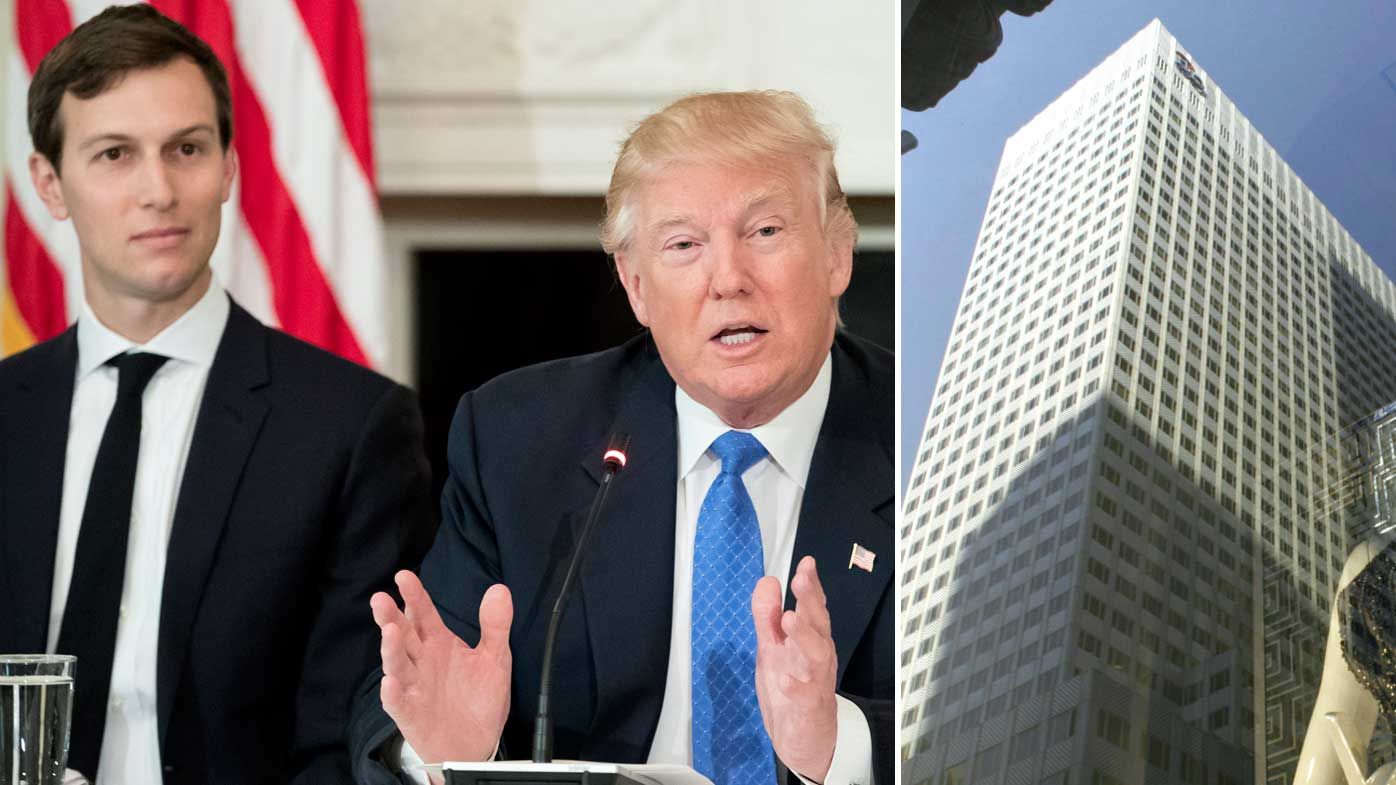 Jared Kushner and President Donald Trump, and the building being sold for $1.3 billion more than it's worth. (AP)