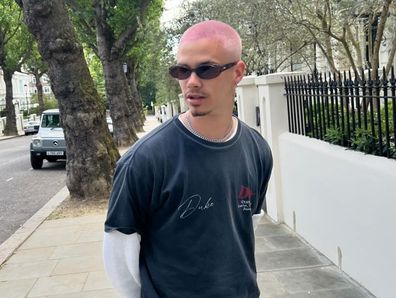Romeo Beckham debuts a new pink buzz cut