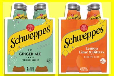 9PR: Schweppes Dry Ginger Ale, 300mL, 4-Pack and Schweppes Lemon Lime and Bitters Mixer, 300mL, 4-Pack
