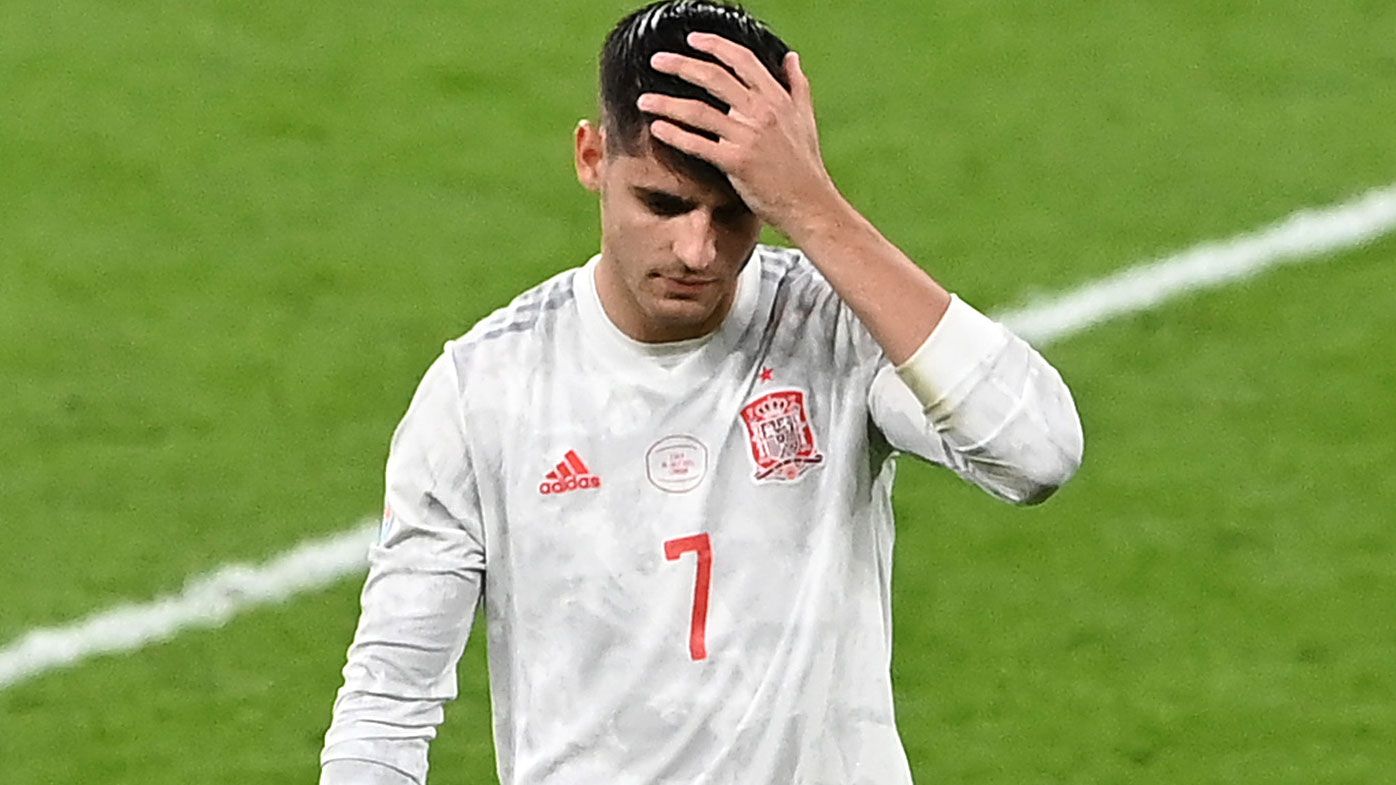Alvaro Morata was devastated after missing the decisive penalty as Italy progressed to the EURO final.