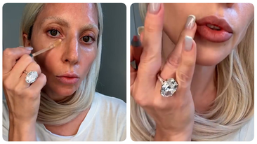 Lady Gaga shows off massive engagement ring in makeup tutorial