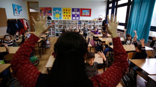 School students learning the basics. (AP Photo/Amel Emric)