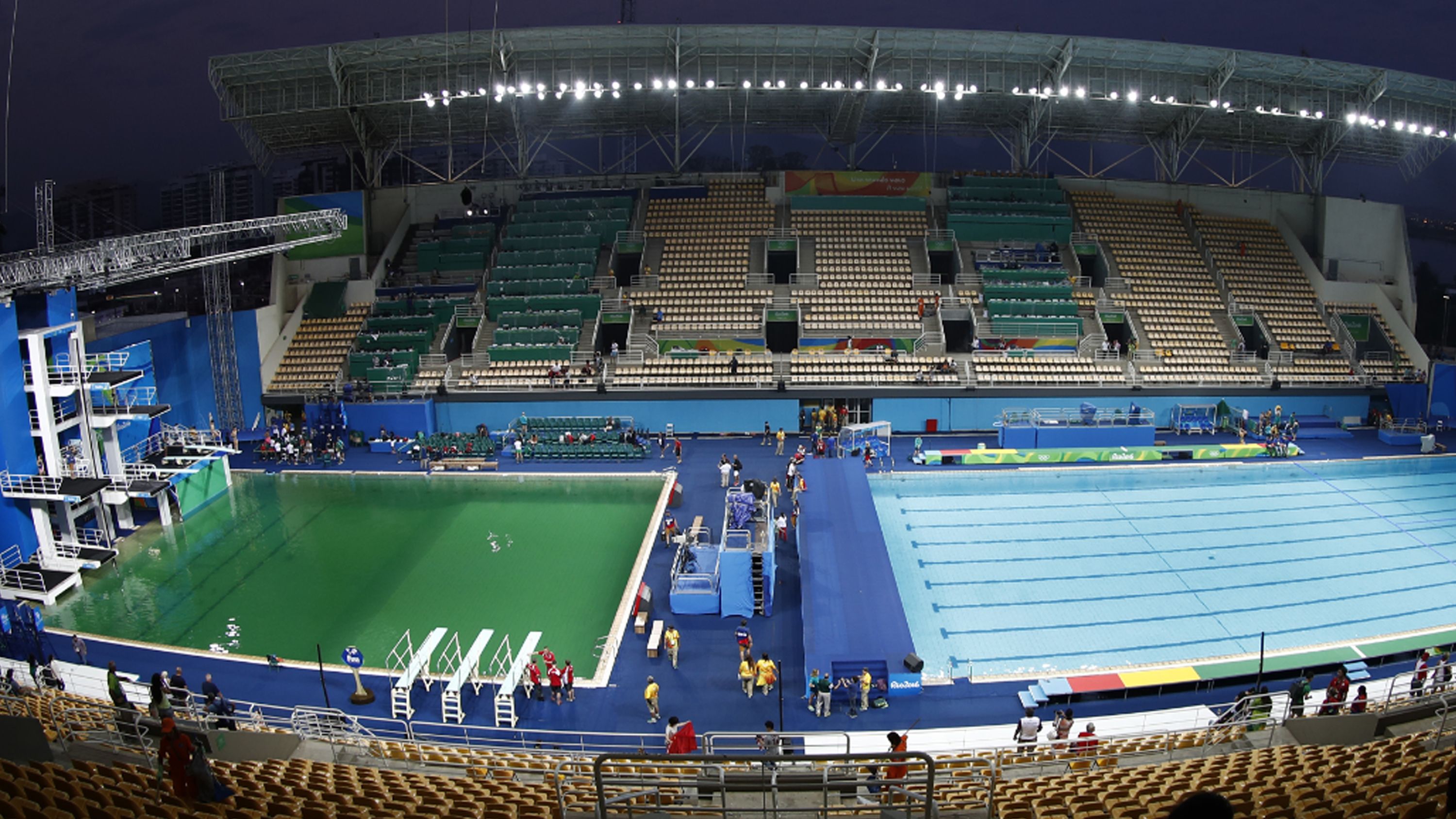 Olympic pool closed over green water reopened