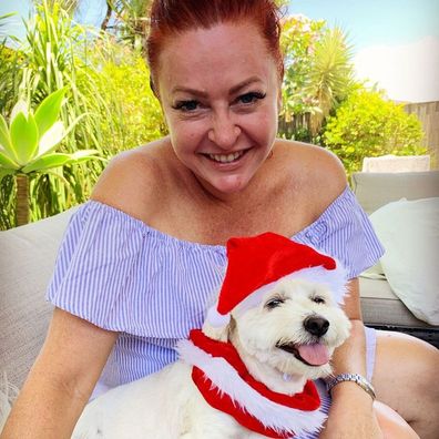 Shelly Horton with her dog at Christmas