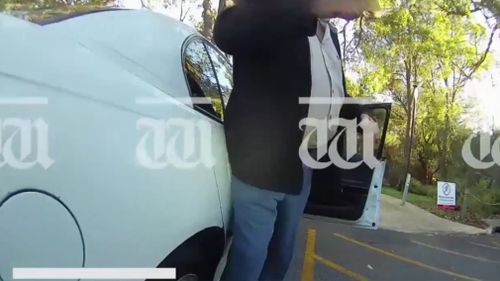 The video filmed by the 52-year old man shows a car passing dangerously close and almost connecting with his bike. (The West Australian)