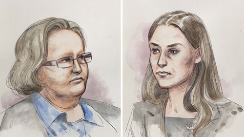 Court sketches of Trudi Clare Lenon (left) and Jemma Victoria Lilley. Picture: AAP