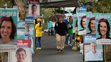 Locals run the gauntlet of election posters in the Sydney seat of Wentworth.