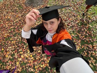 AFLW player Nell Morris-Dalton after graduating from studying nursing.