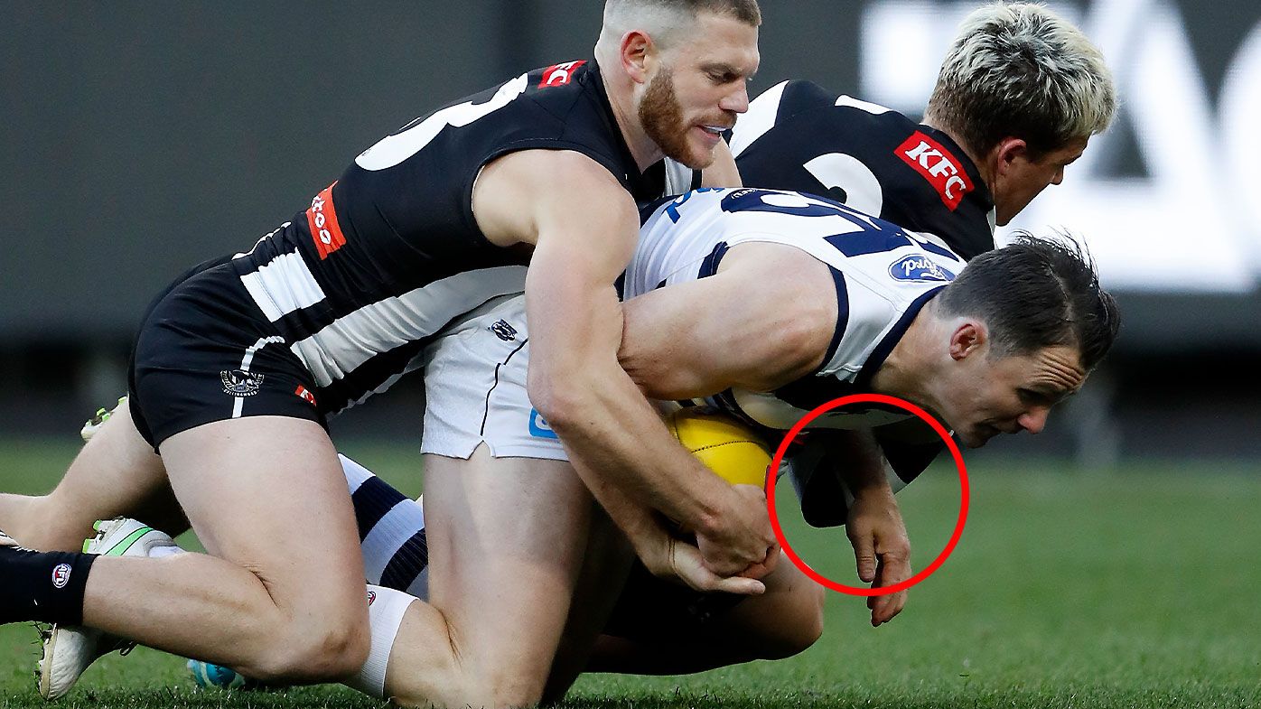 Patrick Dangerfield's stern warning to Jack Ginnivan after 'chicken wing' tackle