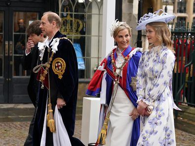 The Duke and Duchess of Edinburgh arriving with Lady Louise Windsor 