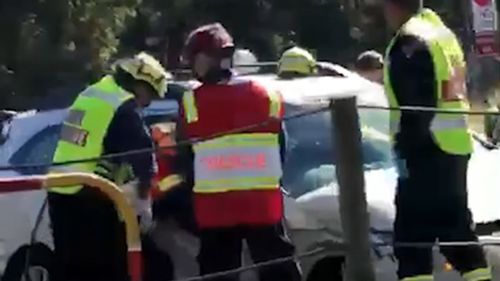 Some of the drivers were trapped in their cars after the crash.