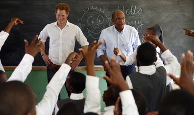 Prince Harry accompanied by Prince Seeiso of Lesetho