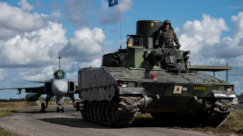 Sweden's military is well-equipped with high tech tanks and fighter planes.