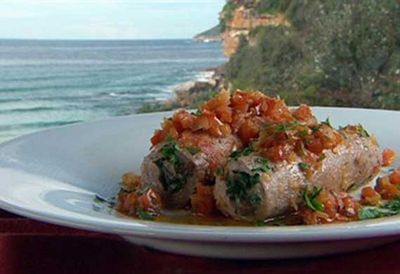 Veal involtini with pine nuts
