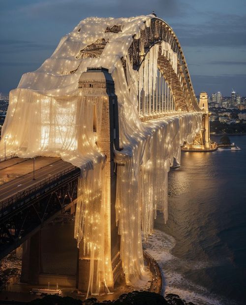 AI digital makeover for Sydney's Harbour Bridge on Christmas Day. 