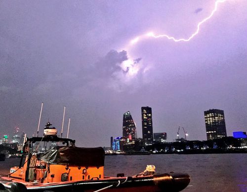 Lightning illuminating the sky over the Southbank on the River Thames in London. (Photo: PA).
