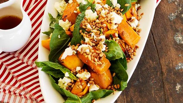 Pumpkin salad with marinated fetta