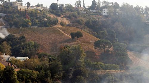 A wildfire burns a portion of media mogul Rupert Murdoch's 16-acre 6.5-hectare Moraga Vineyards estate, in California. (Photo: AP).