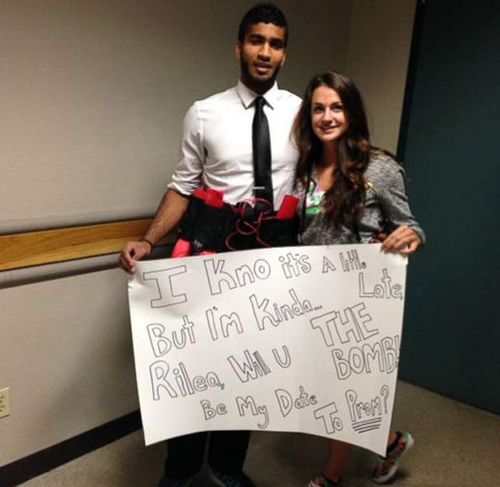 Ibrahim 's prom-bomb stunt did not backfire completely - he and Rilea are going out on a date instead. (Supplied)