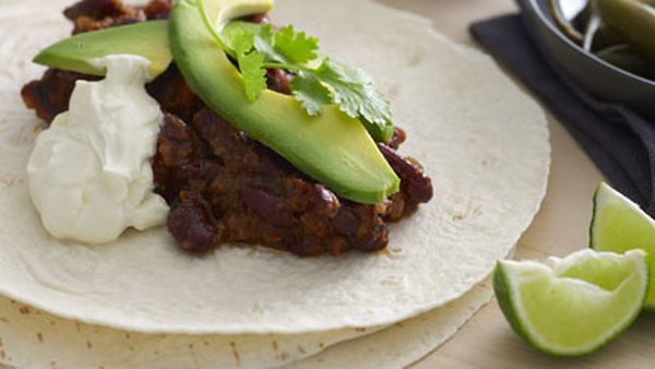 Chorizo and kidney bean burritos