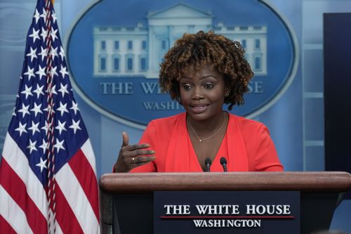 White House press secretary Karine Jean-Pierre speaks during the daily briefing at the White House in Washington, Wednesday, Jan. 11, 2023 