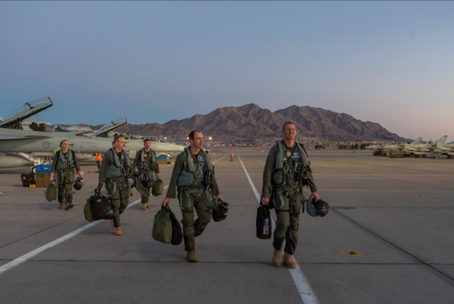 The Australian Air Force's Number 6 Squadron in Nevada for the training exercise. (Supplied)