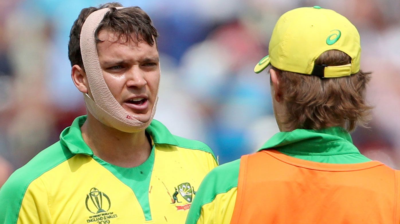 Alex Carey left bloodied by vicious bouncer as Australia make horror start to World Cup semi-final