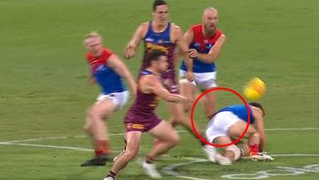 Max Gawn hurt his left knee after teammate Jack Viney collapsed into the front of his leg in the first quarter